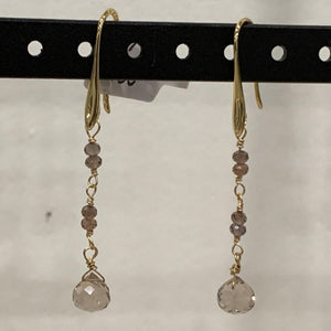 Riehl Artisans - Earrings - 18k Gold Filled w/Tundra Sapphire & Pink Zircon, #KD17