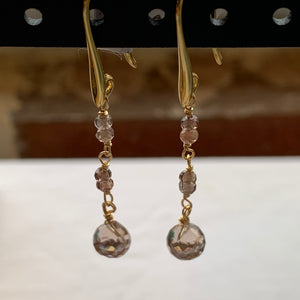 Riehl Artisans - Earrings - 18k Gold Filled w/Tundra Sapphire & Pink Zircon, #KD17