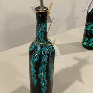 SALE - Riehl Artisans - Hand-Painted Bottle #2 - Black w/Wispy Blue