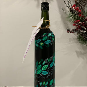 SALE - Riehl Artisans - Hand-Painted Bottle #2 - Black w/Blue & Green