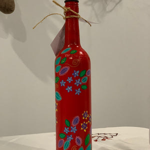 SALE - Riehl Artisans - Hand-Painted Bottle #2 - Red
