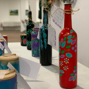 SALE - Riehl Artisans - Hand-Painted Bottle #2 - Red
