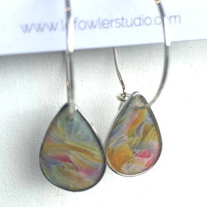 Riehl Artisans - Polymer Clay & Resin Small Drop Earrings (Multi color Tear Drop shape)